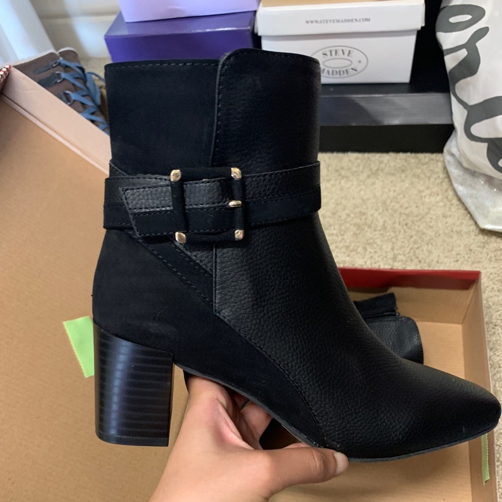 Black heeled booties